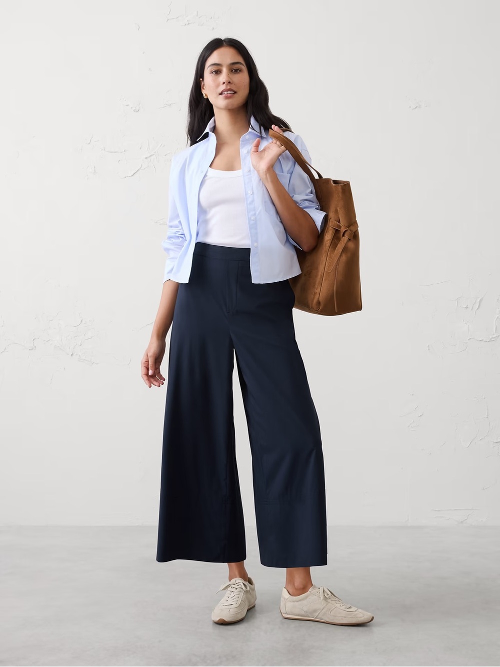 Banana Republic Anyday Wide Leg High Rise Airstretch Cropped Pant NWT Small Tall